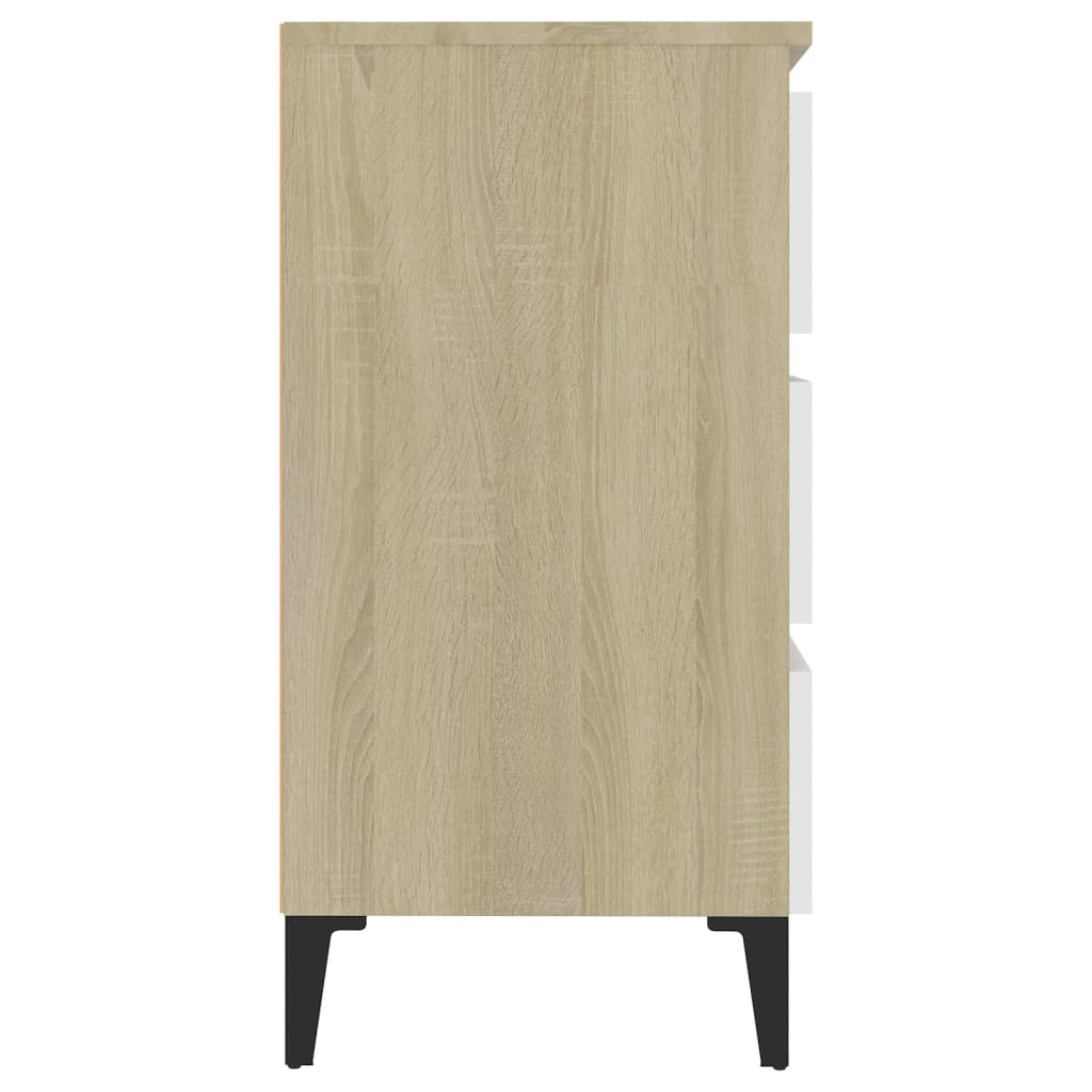 vidaXL Aparador madera contrachapada blanco y roble Sonoma 60x35x69 cm