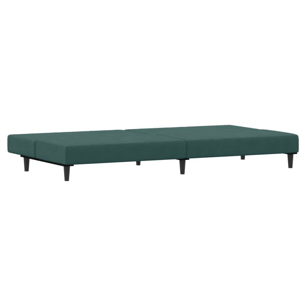 vidaXL Sofá cama de 2 plazas con taburete terciopelo verde oscuro