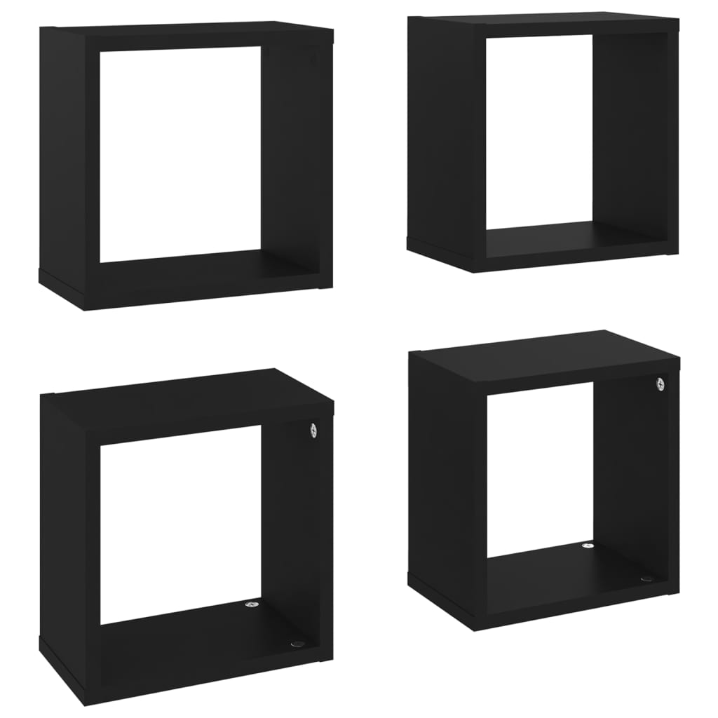 vidaXL Estantes cubo de pared 4 unidades negro 26x15x26 cm