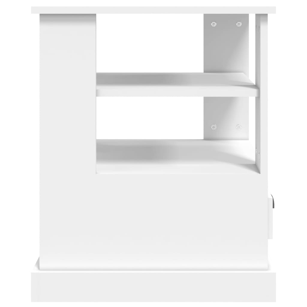 vidaXL Mesa auxiliar madera contrachapada blanco 50x50x60 cm