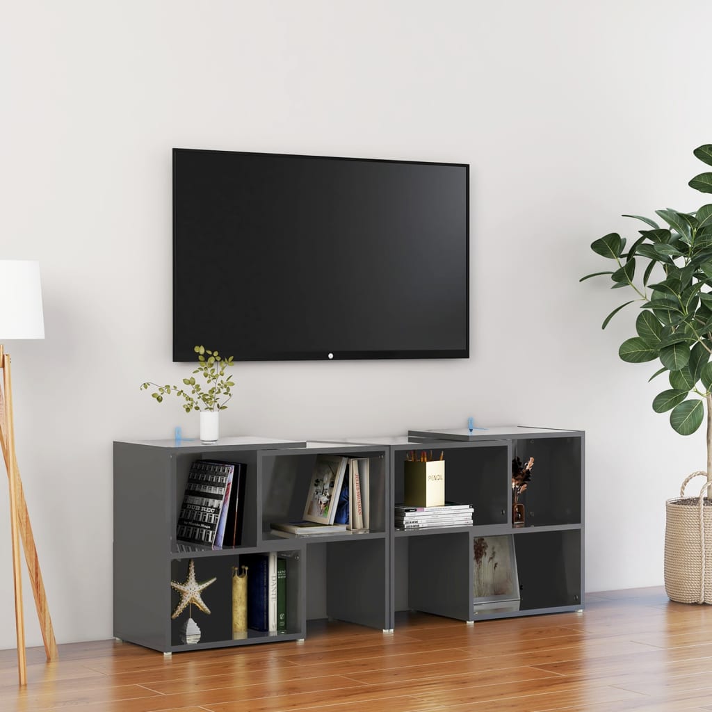 vidaXL Mueble de TV aglomerado gris con brillo 104x30x52 cm