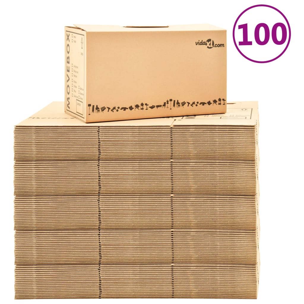vidaXL Cajas de mudanza 100 unidades cartón XXL 60x33x34 cm