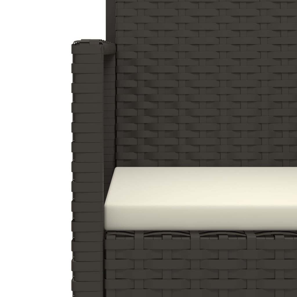 vidaXL Set sofás de exterior 3 pzas con cojines ratán sintético negro