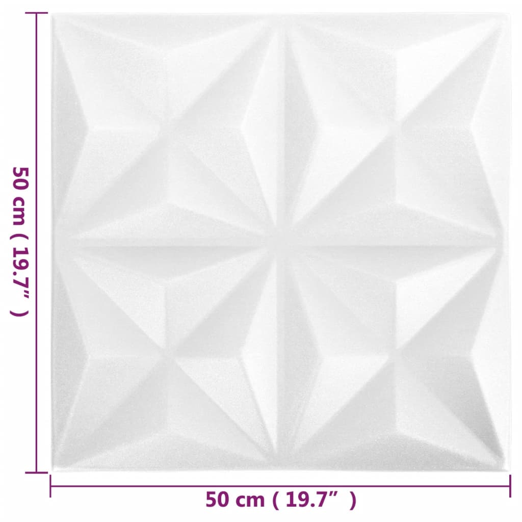 vidaXL Paneles de pared 3D 24 unidades 50x50 cm blanco origami 6 m²