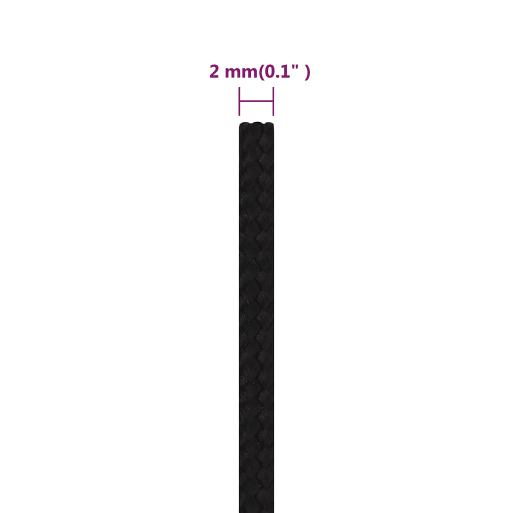 vidaXL Cuerda de trabajo poliéster negro 2 mm 25 m