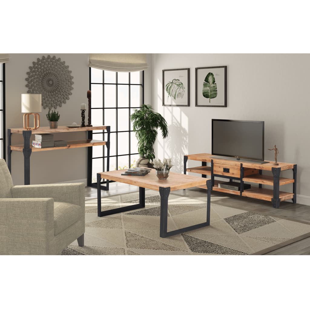 vidaXL Conjunto de muebles de salón 3 piezas madera maciza de acacia