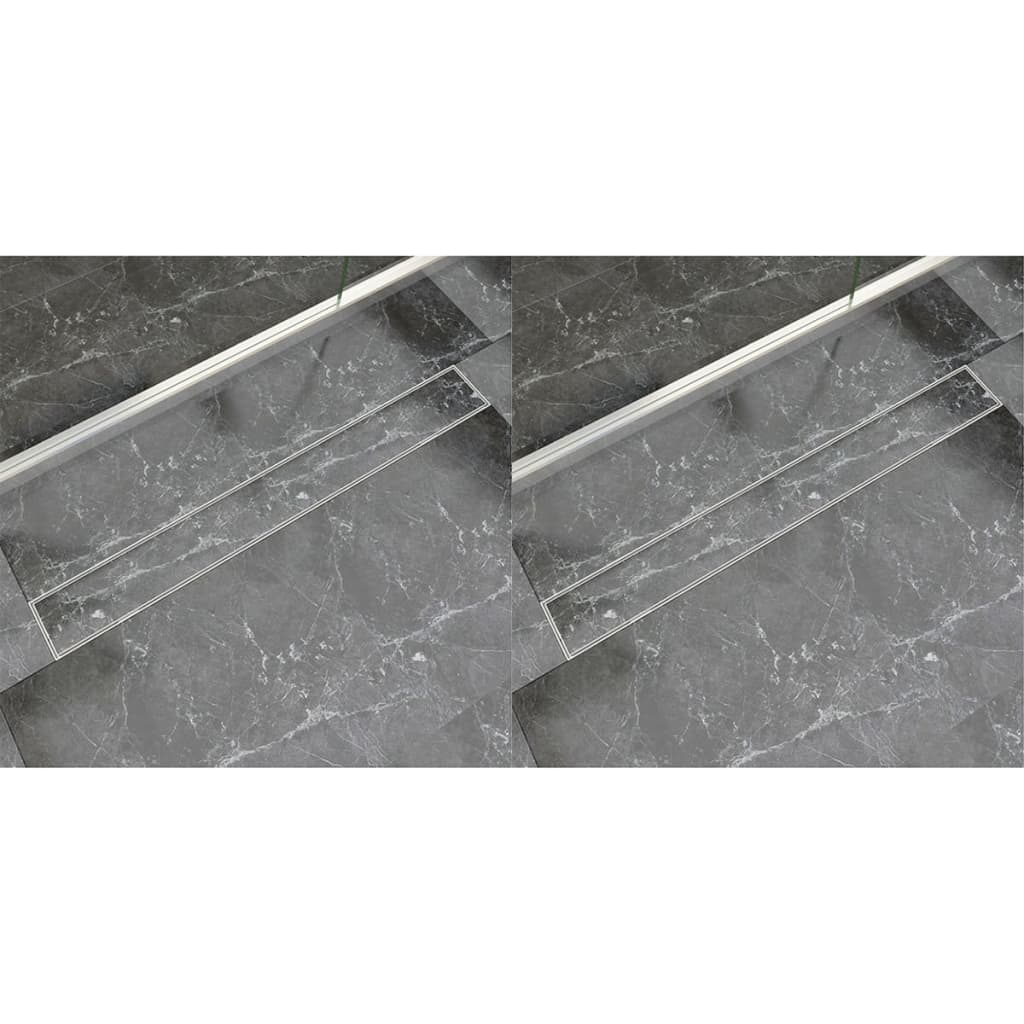 vidaXL Desagüe lineal de ducha 2 piezas 930x140 mm acero inoxidable