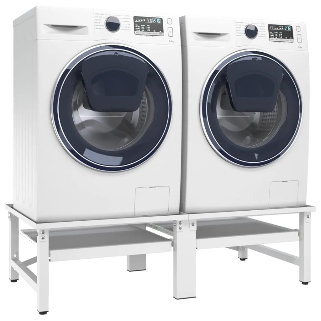vidaXL Pedestal doble lavadora secadora con estantes extraíbles blanco
