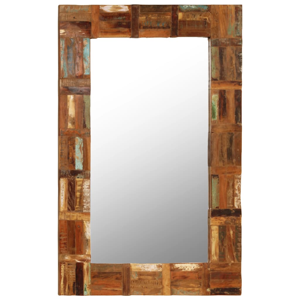 vidaXL Espejo de pared de madera maciza reciclada 60x90 cm