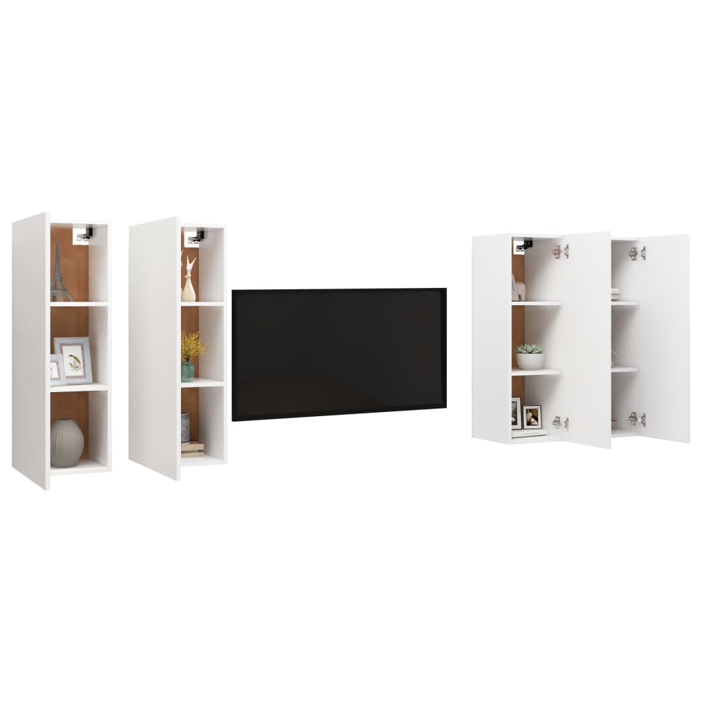 vidaXL Muebles de salón 4 uds madera ingeniería blanco 30,5x30x90 cm