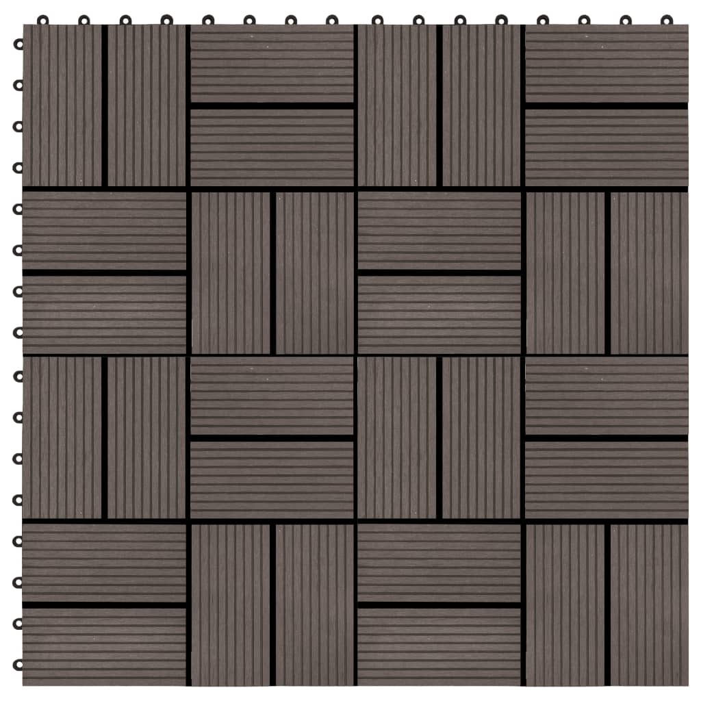vidaXL Baldosas para porche de WPC 30x30 cm 1 m² marrón oscuro 11 uds