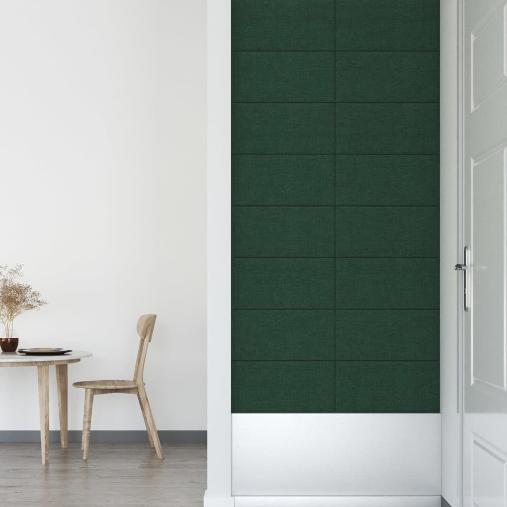 vidaXL Paneles de pared 12 uds tela verde oscuro 60x30 cm 2,16 m²