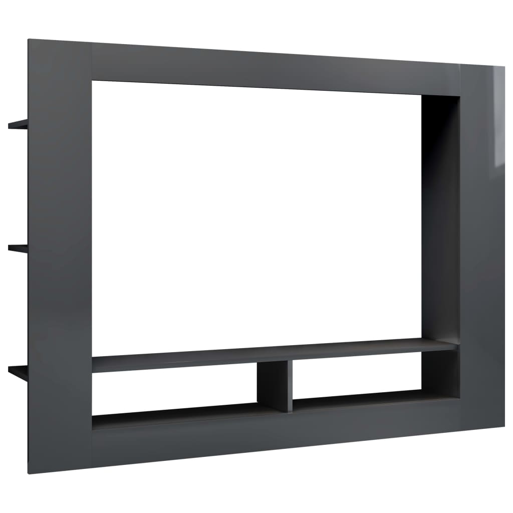 vidaXL Mueble para TV de aglomerado gris brillante 152x22x113 cm