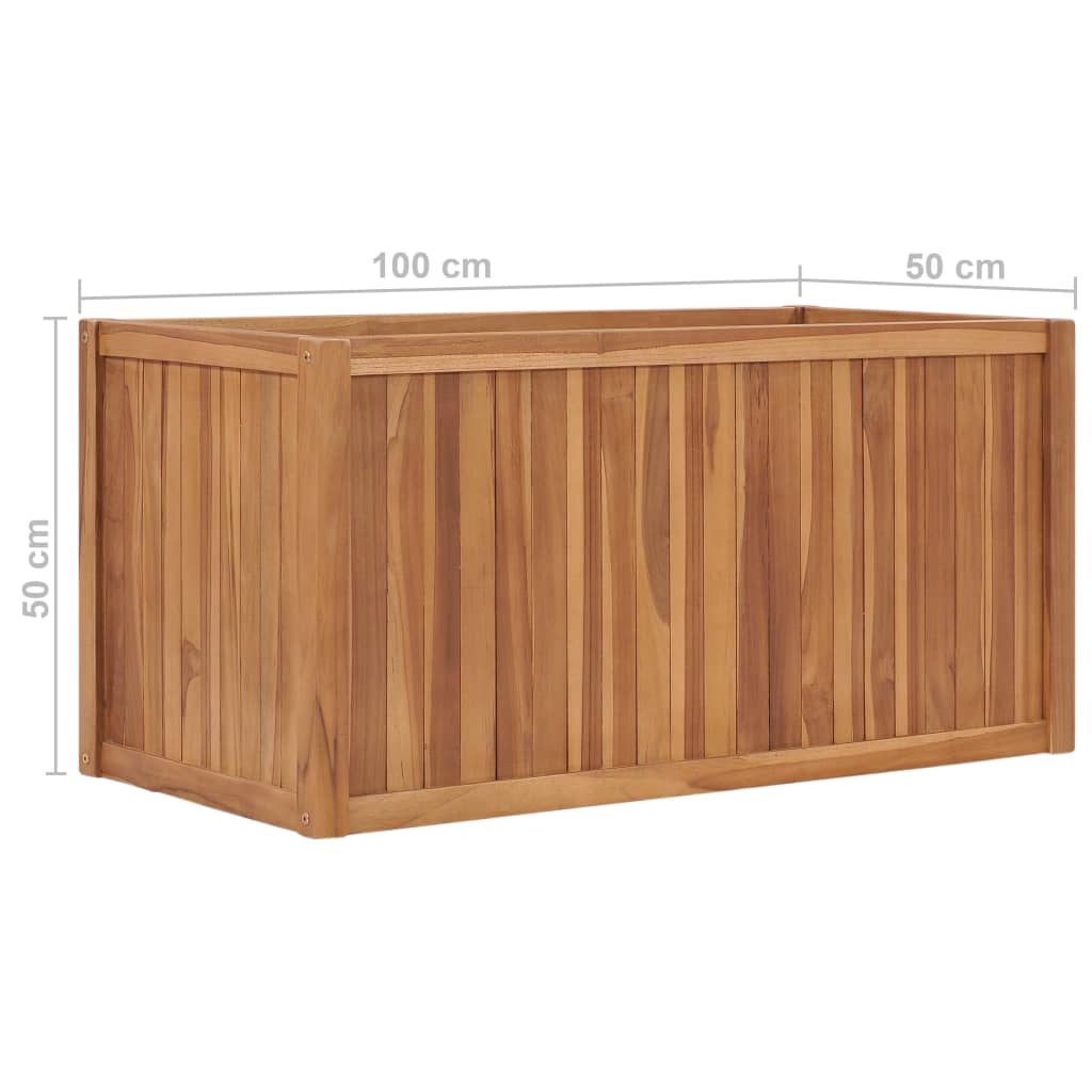 vidaXL Arriate elevado madera maciza de teca 100x50x50 cm