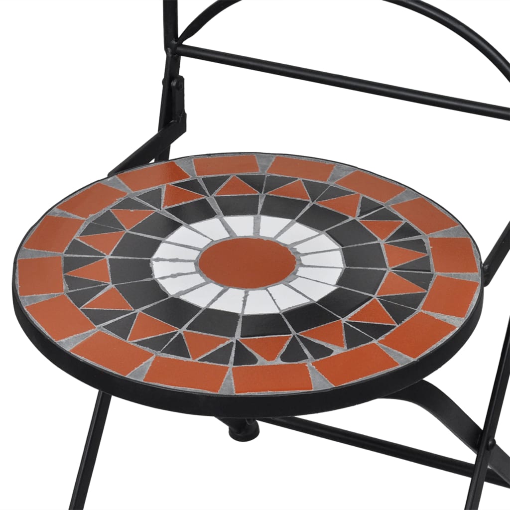 vidaXL Mesa y sillas bistró 3 pzas mosaico cerámica terracota y blanco