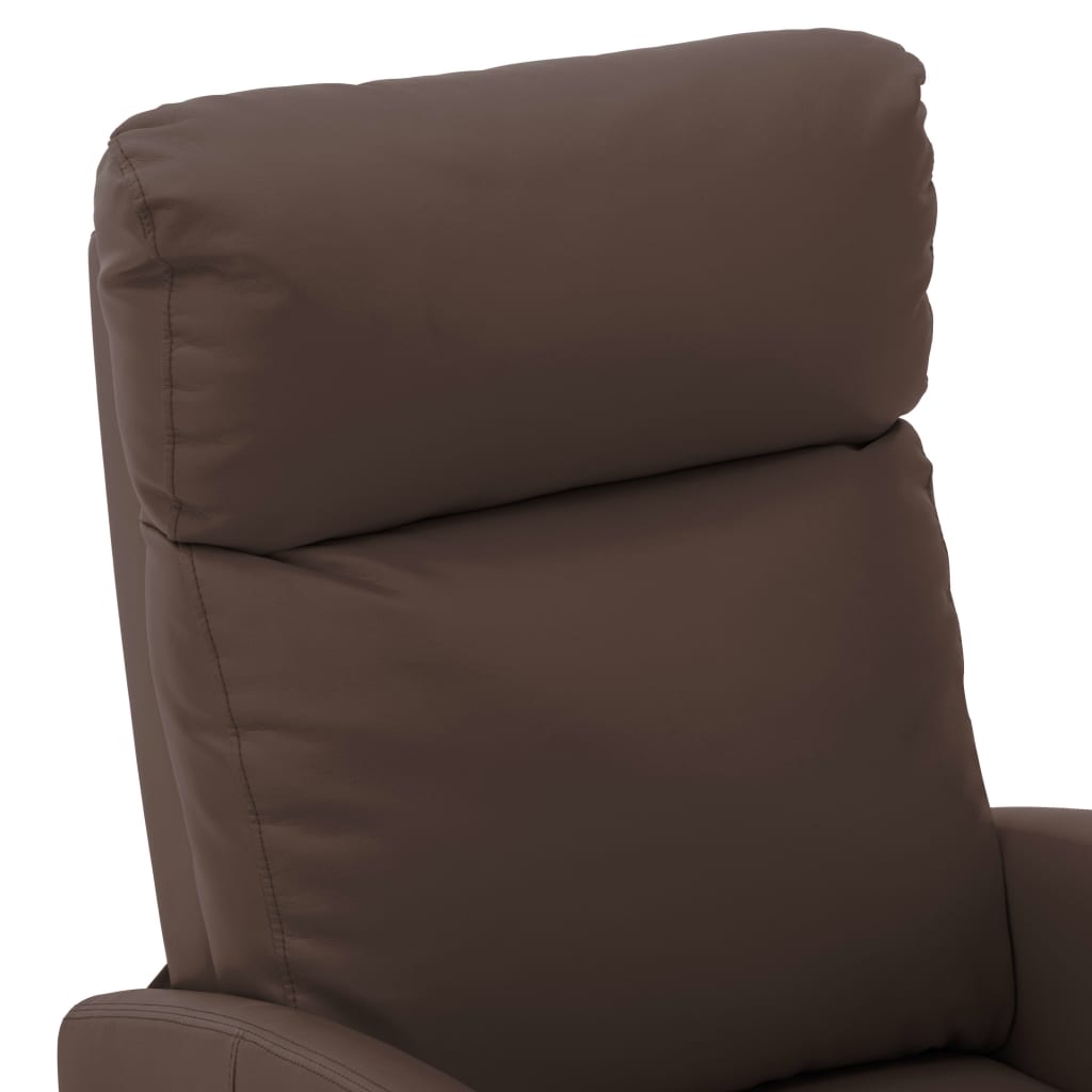 vidaXL Sillón de masaje reclinable de cuero sintético marrón