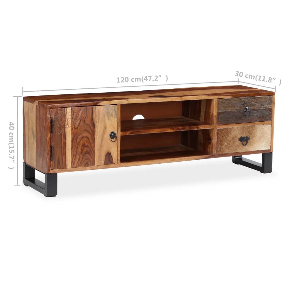 vidaXL Mueble de TV de madera maciza de sheesham 120x30x40 cm
