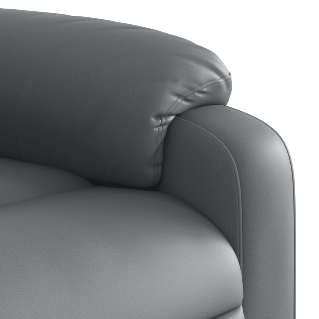 vidaXL Sillón reclinable elevable eléctrico de cuero sintético gris