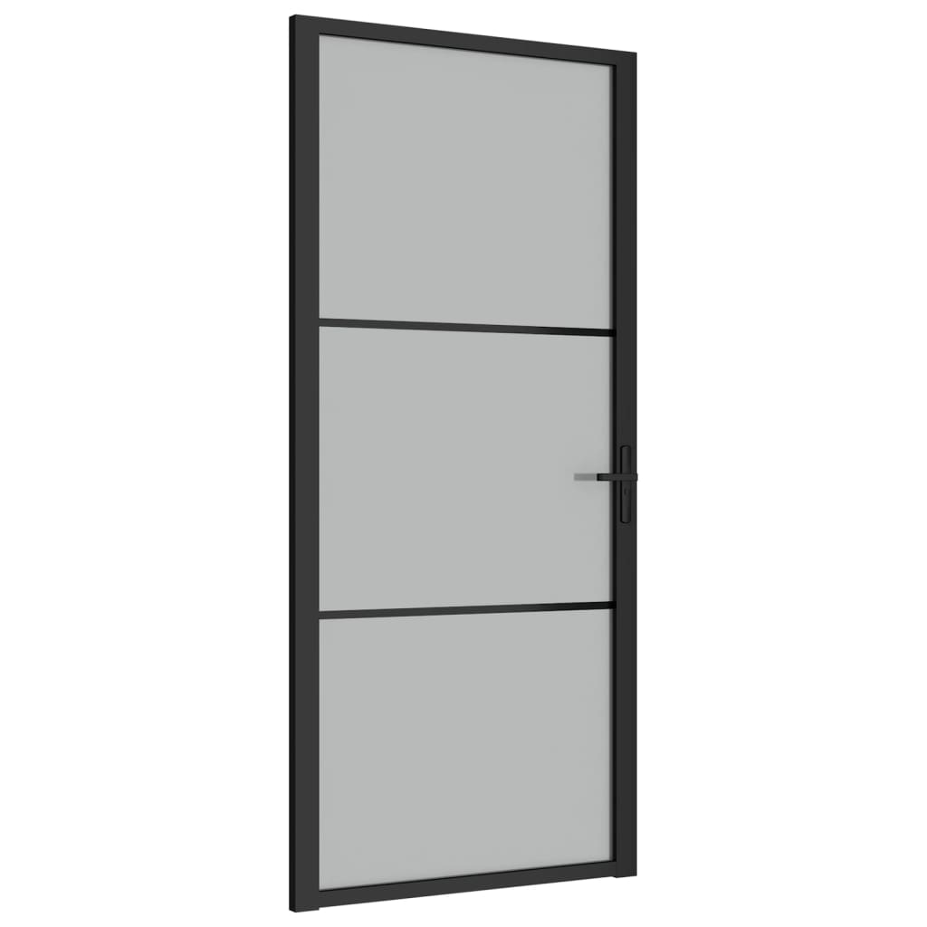 vidaXL Puerta interior de vidrio y aluminio negro mate 93x201,5 cm