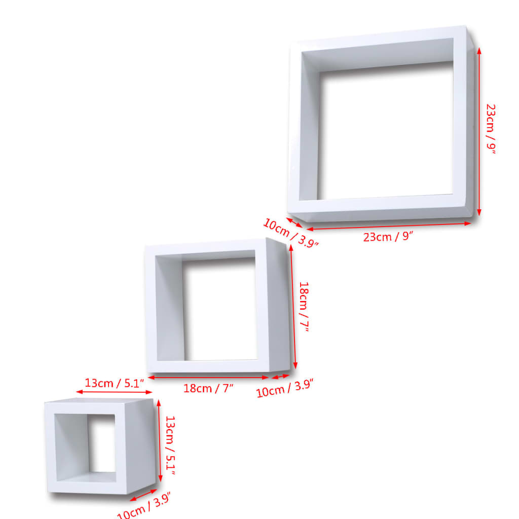 vidaXL Juego de estantes en forma de cubo 3 piezas blanco