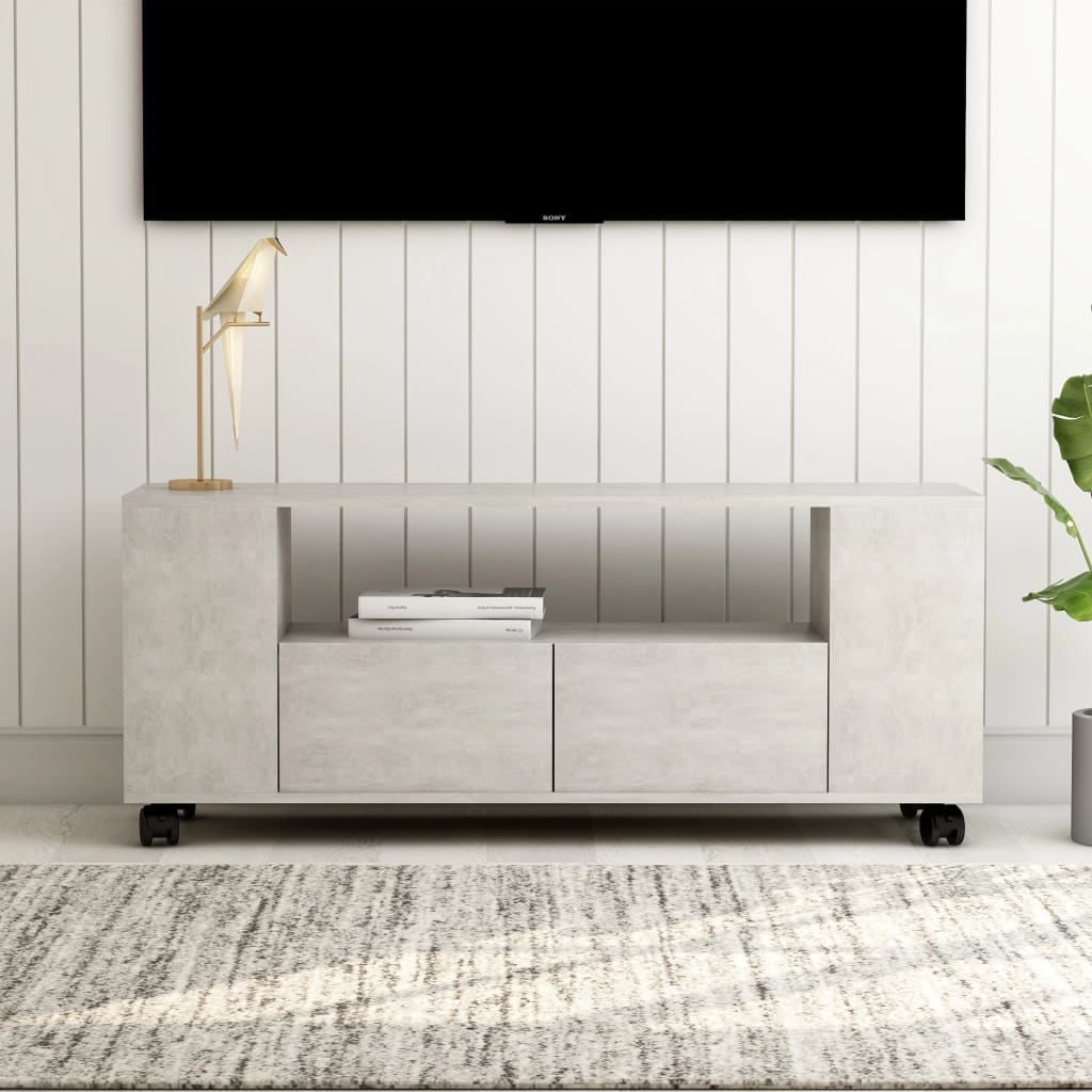 vidaXL Mueble de TV madera contrachapada gris hormigón 120x35x48 cm