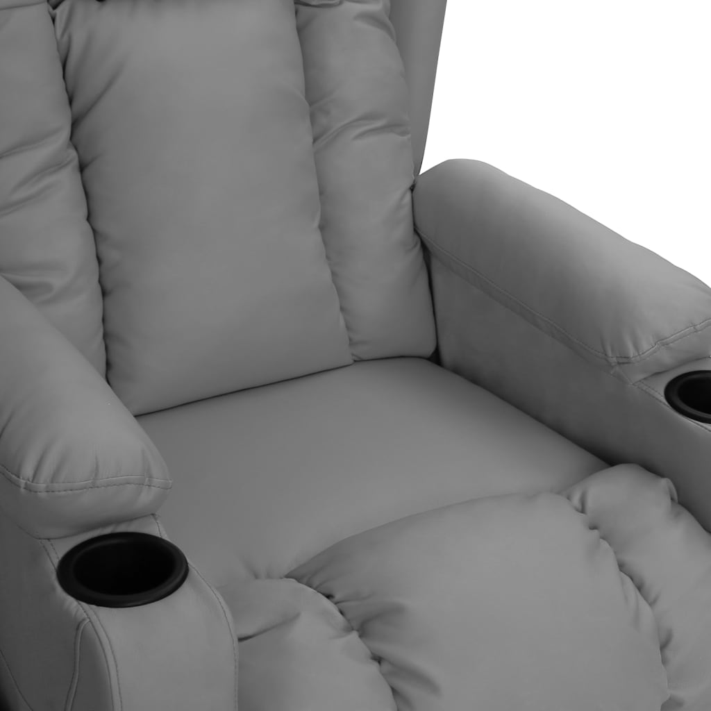 vidaXL Sillón de masaje reclinable de cuero sintético gris