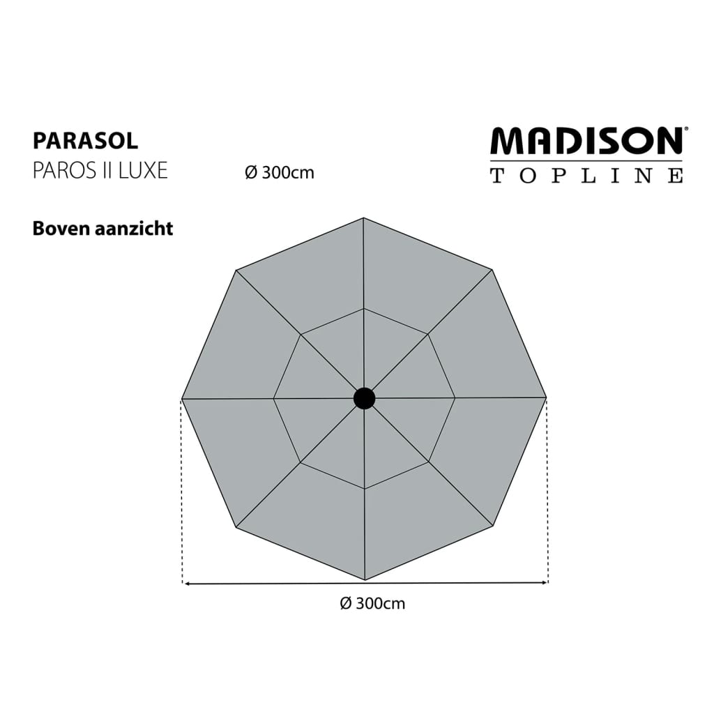 Madison Sombrilla Paros II Luxe gris claro 300 cm
