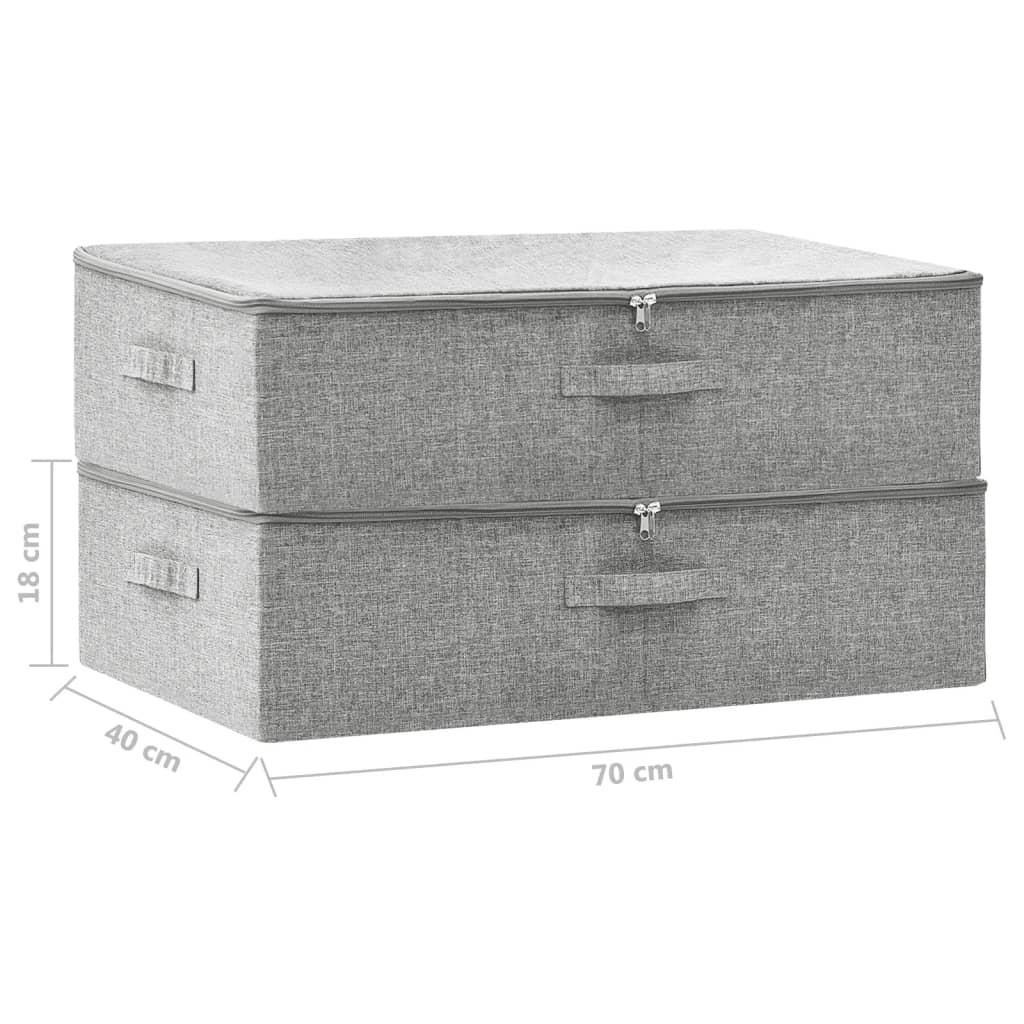 vidaXL Cajas de almacenaje 2 unidades tela gris 70x40x18 cm