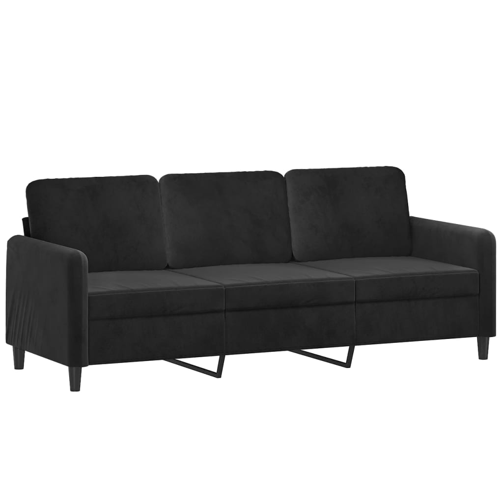 vidaXL Juego de sofás con cojines 3 piezas terciopelo negro
