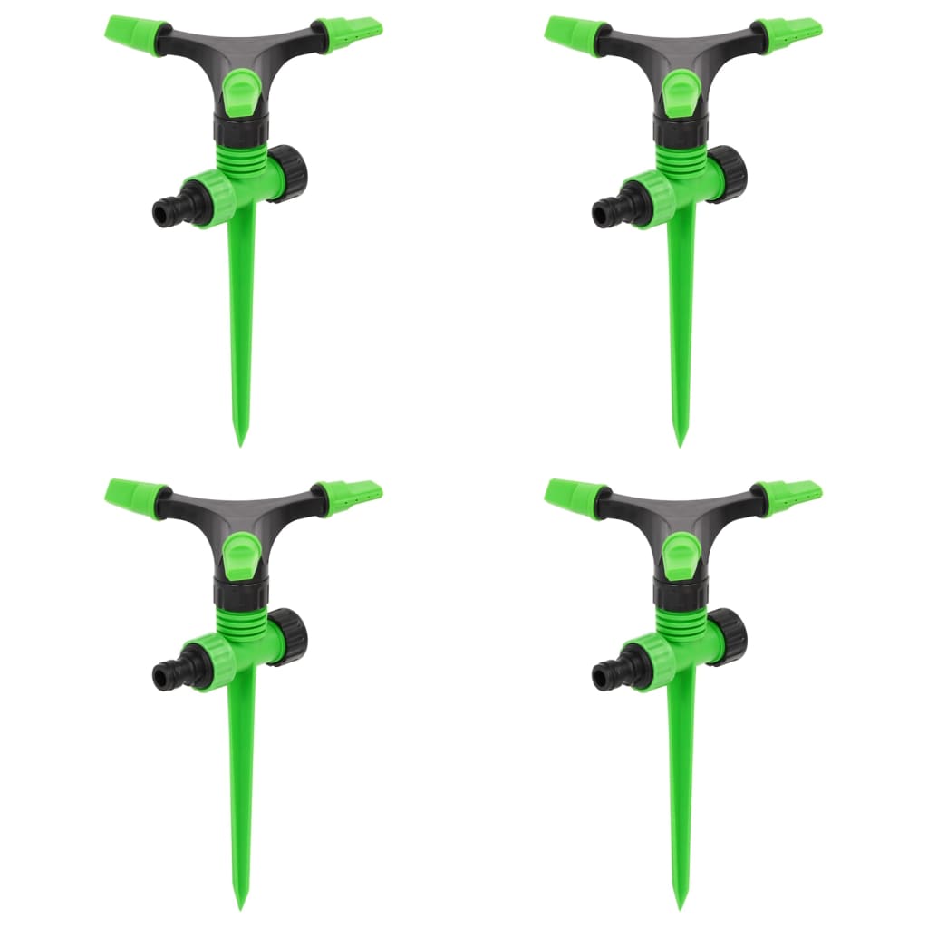 vidaXL Aspersores giratorios 4 uds verde negro 16x13,5x25,5 cm ABS&PP