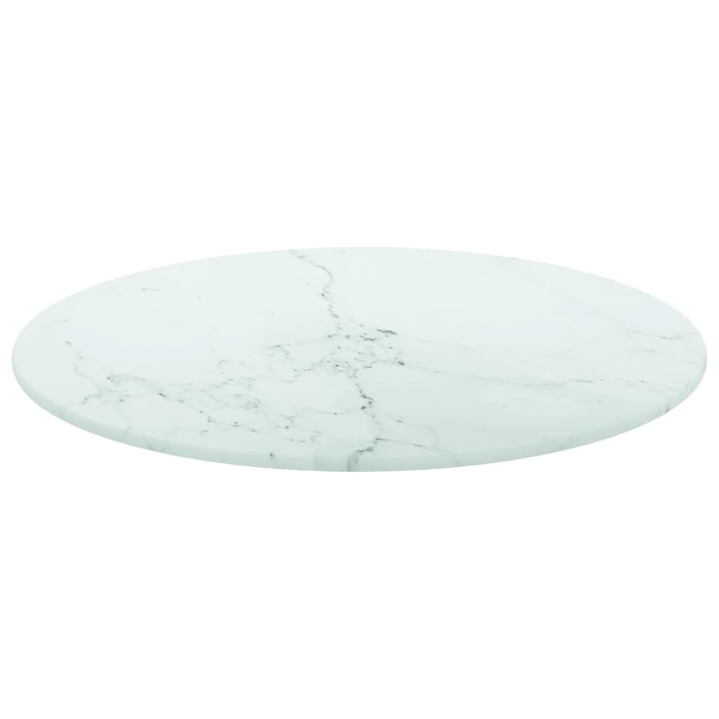 vidaXL Tablero de mesa diseño mármol vidrio templado blanco Ø40x0,8 cm