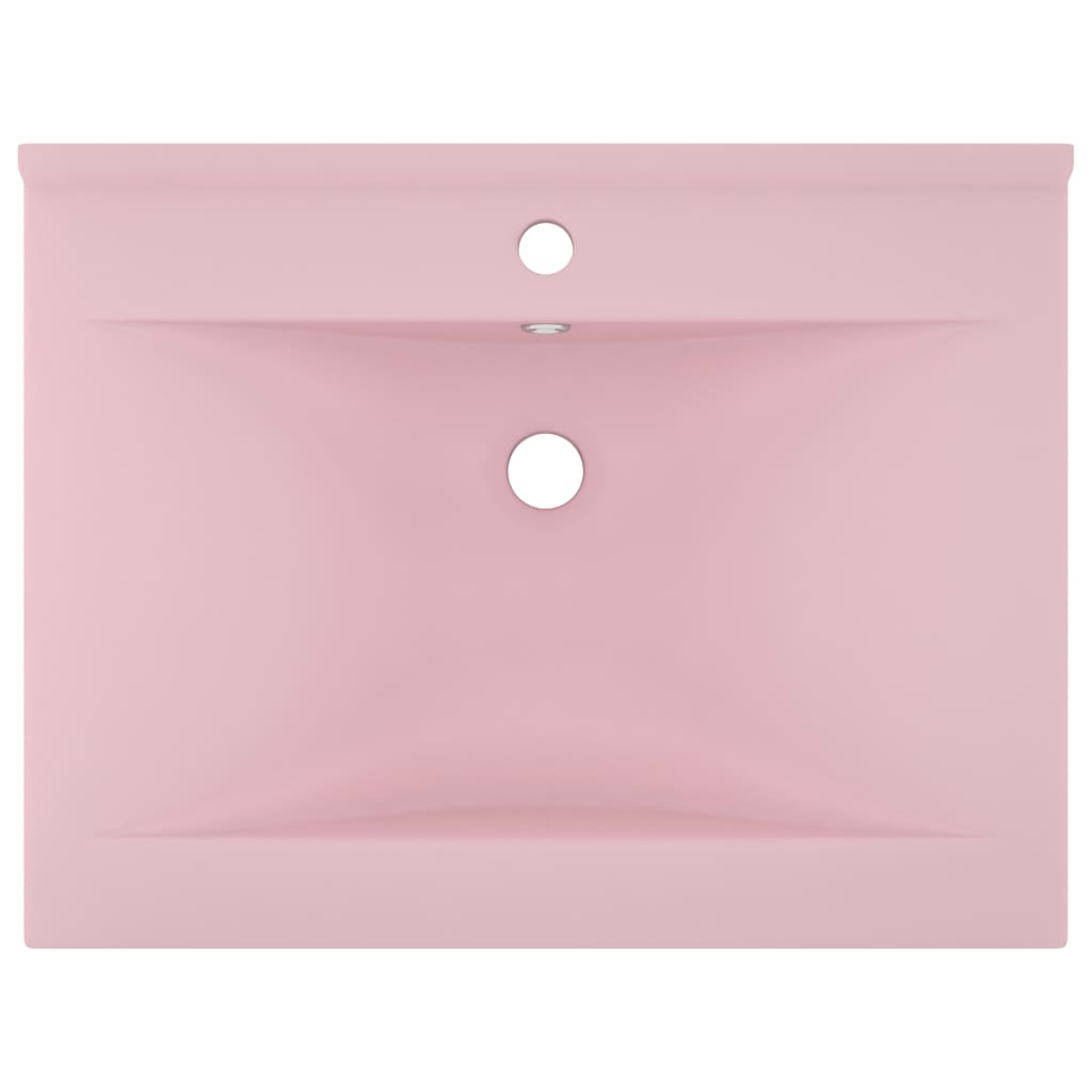 vidaXL Lavabo de lujo con grifo cerámica 60x46 cm rosa mate