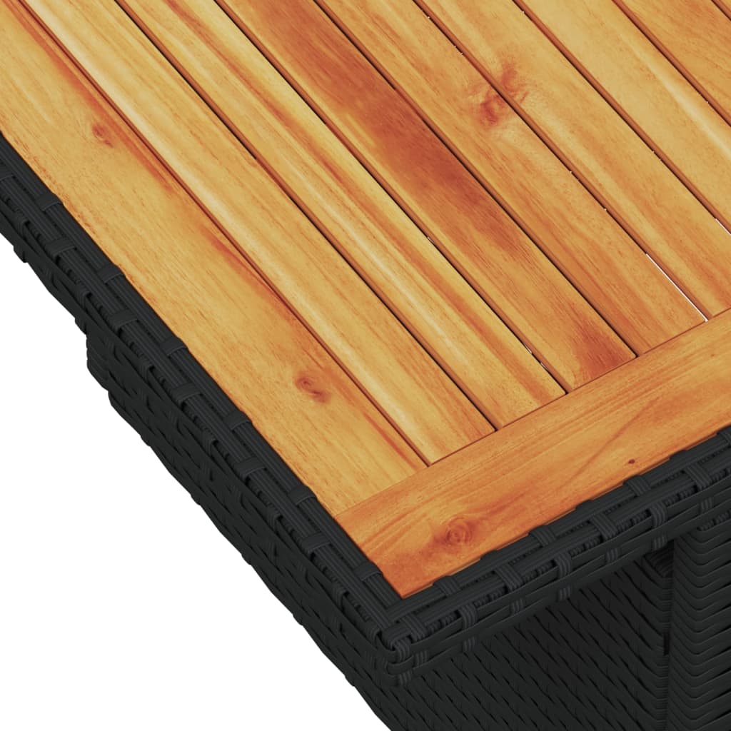 vidaXL Mesa de jardín ratán PE y madera de acacia negro 100x55x73 cm
