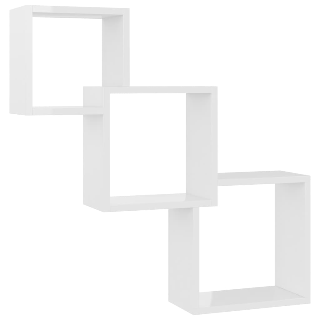vidaXL Estante pared de cubo contrachapada blanco brillo 84,5x15x27 cm