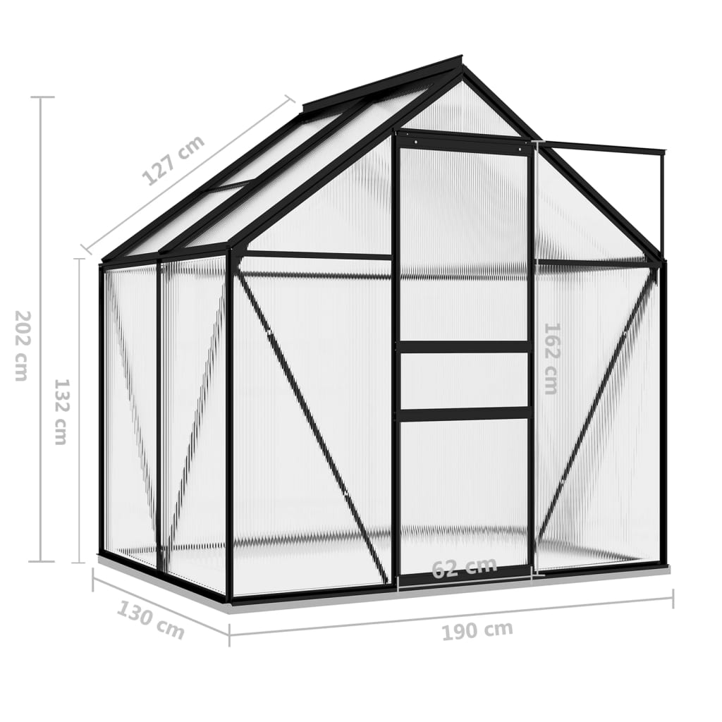 vidaXL Invernadero de aluminio gris antracita 2,47 m²