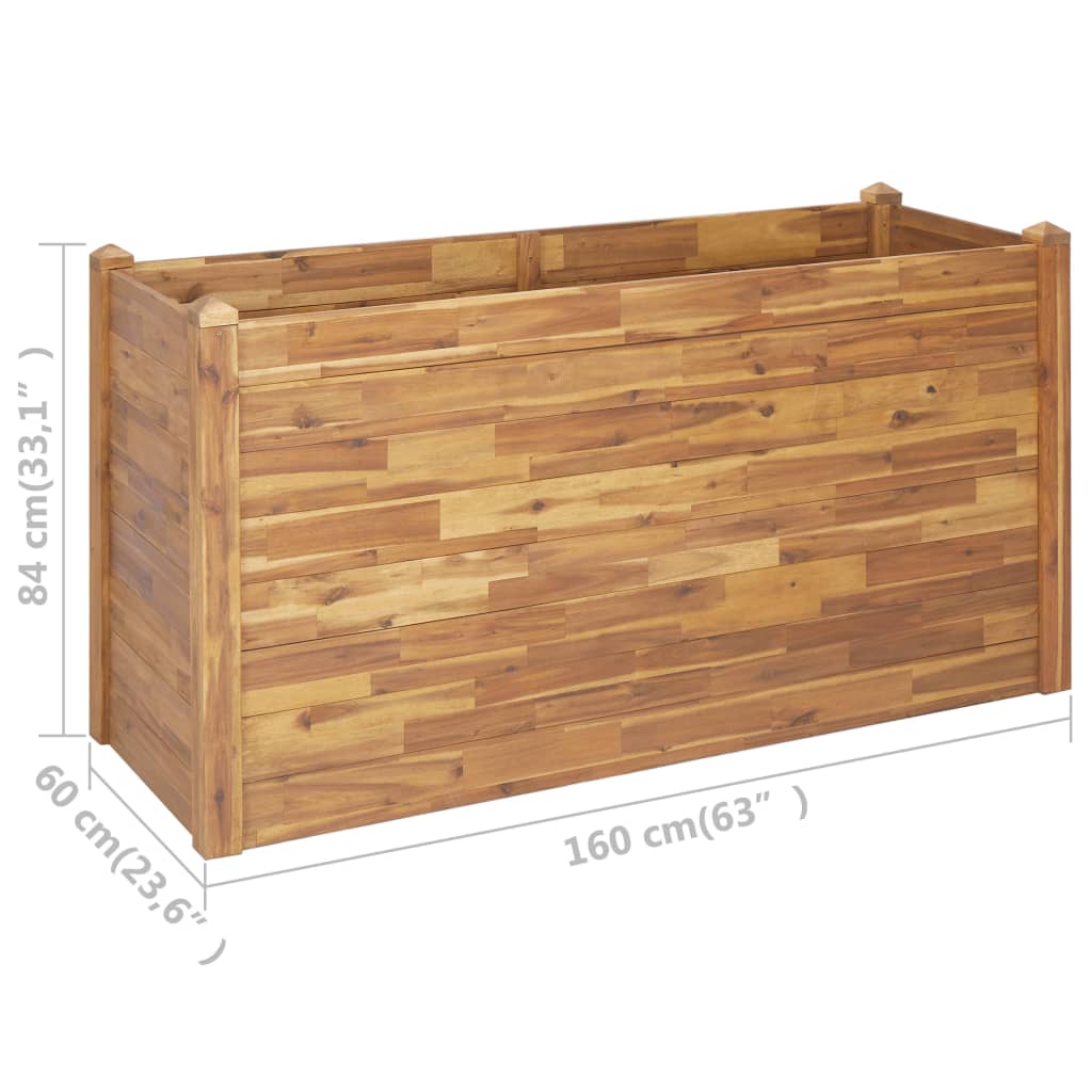 vidaXL Arriate de madera maciza de acacia 160x60x84 cm