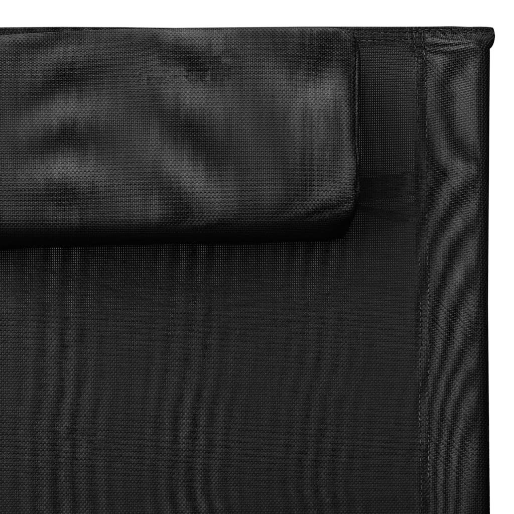 vidaXL Tumbona de textilene negro y gris