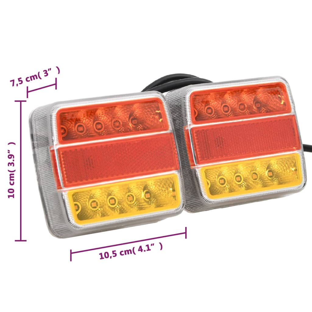 vidaXL Luces de remolque 2 uds bombilla LED roja 10,5x7,5x10 cm 12V