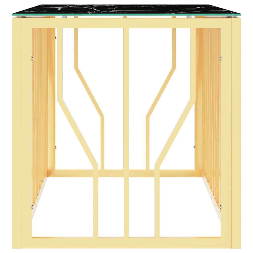 vidaXL Mesa de centro de acero inoxidable y vidrio dorada 110x45x45 cm