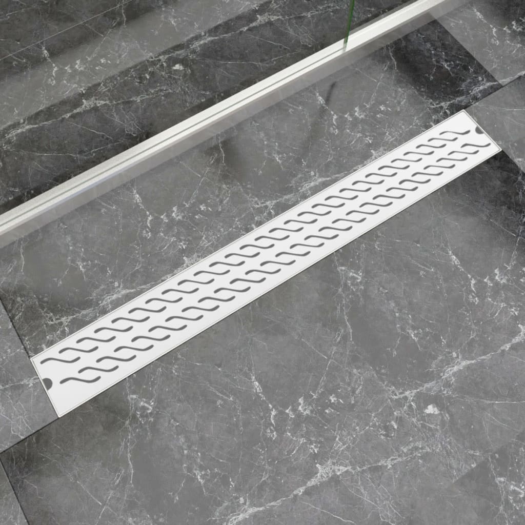 vidaXL Desagüe de ducha lineal ondulado acero inoxidable 930x140 mm