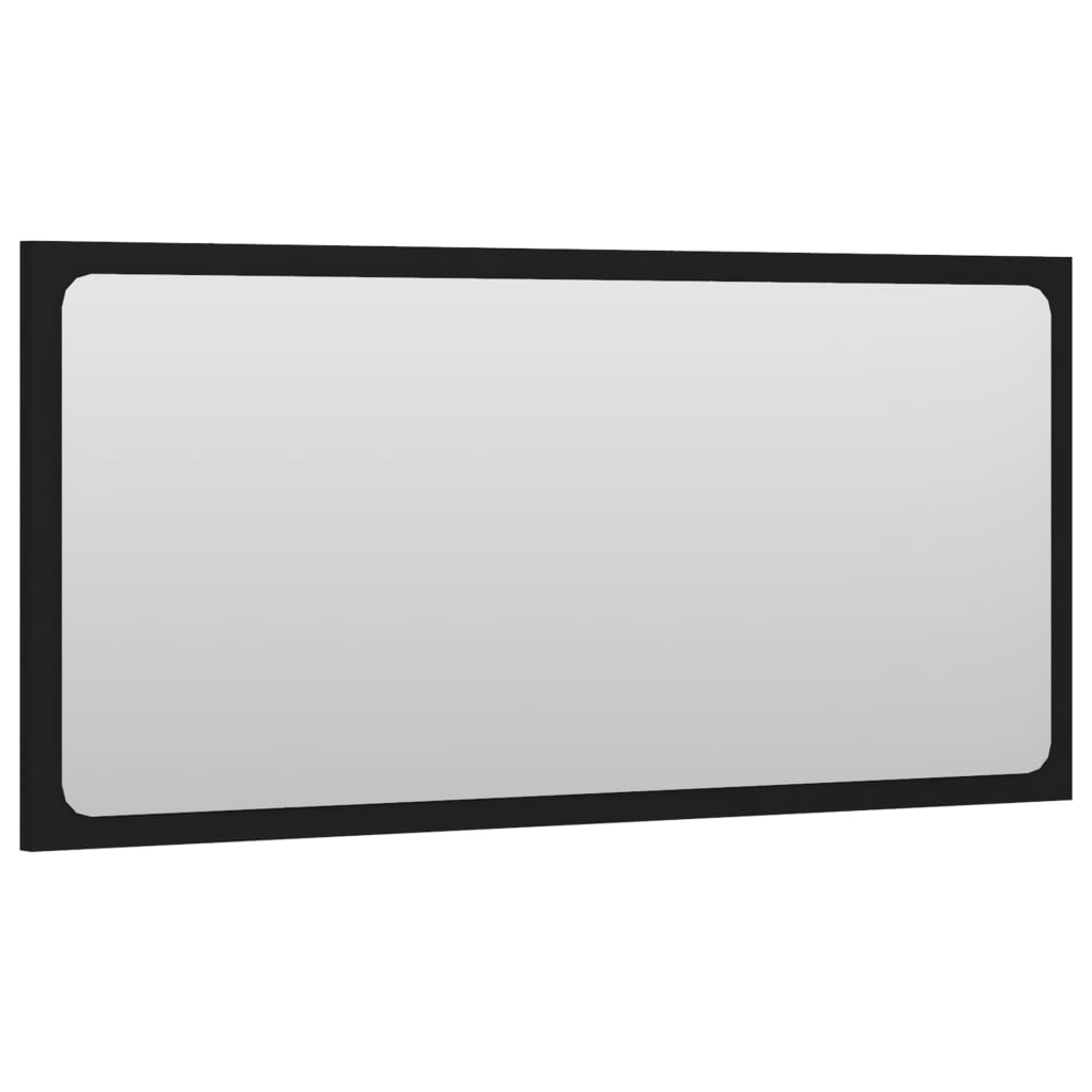 vidaXL Espejo de baño madera contrachapada negro 80x1,5x37 cm