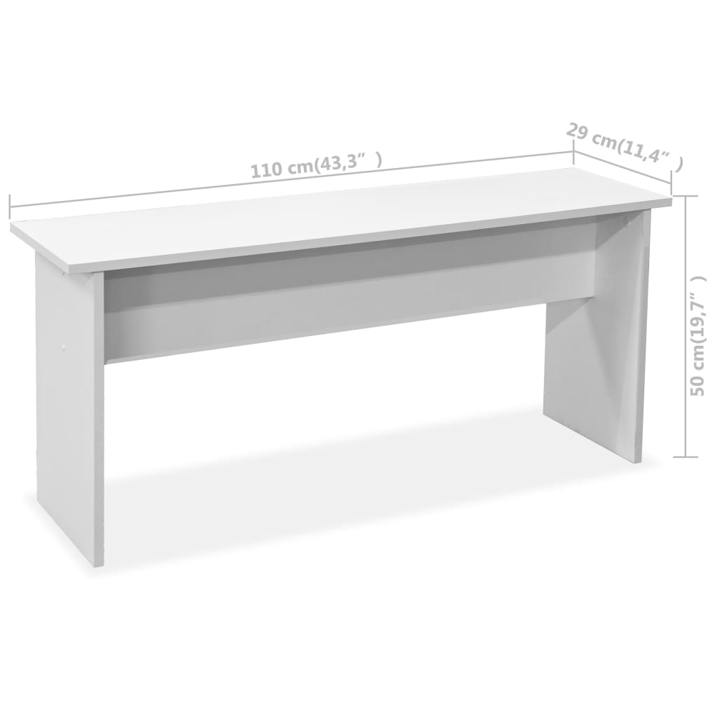 vidaXL Mesa de comedor y bancos 3 piezas madera contrachapada blanca