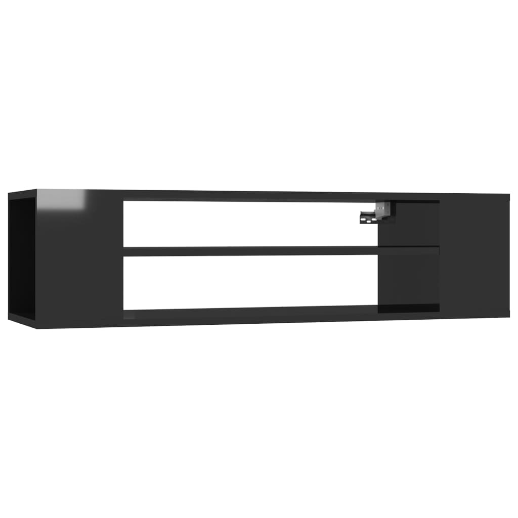 vidaXL Mueble de TV colgante contrachapada negro brillo 100x30x26,5 cm