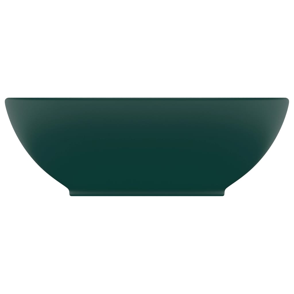 vidaXL Lavabo de lujo ovalado cerámica verde oscuro mate 40x33 cm