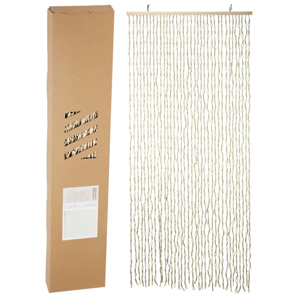 H&S Collection Cortina de puerta de bambú natural 90x200 cm
