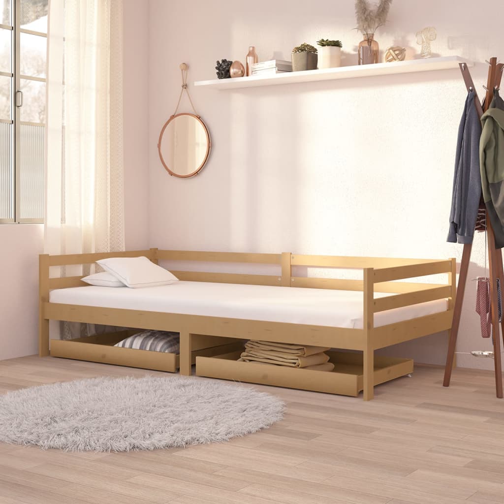 vidaXL Cajones para sofá cama 2 piezas madera maciza pino marrón miel
