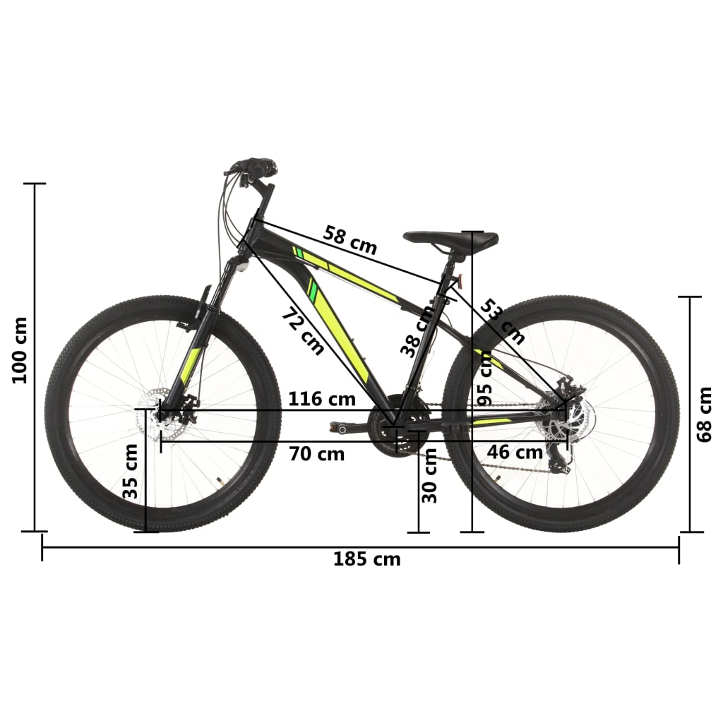 vidaXL Bicicleta montaña 21 velocidades 27,5 pulgadas rueda 38cm negro