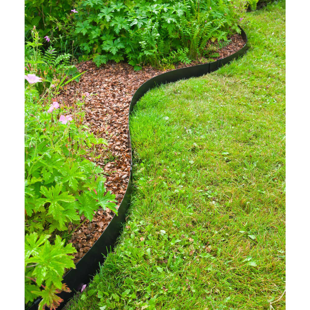 Nature Borduras de jardín 3 uds acero negro 91,4x10,2 cm