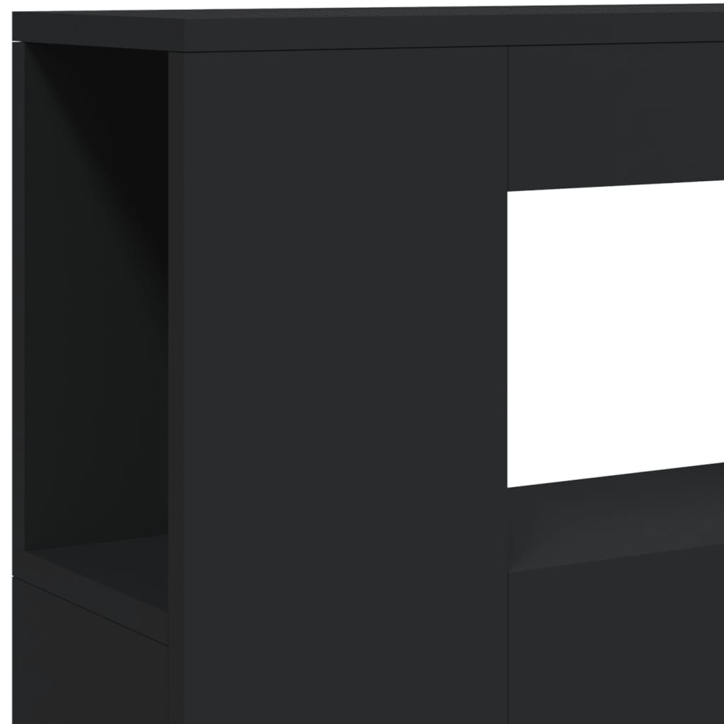 vidaXL Cabecero con LED madera de ingeniería negro 100x18,5x103,5 cm