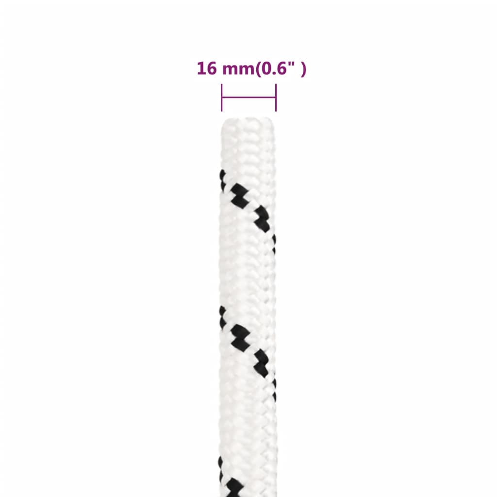 vidaXL Cuerda de trabajo poliéster blanco 16 mm 100 m